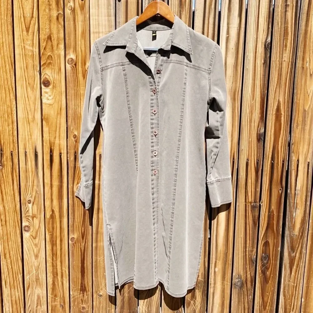 J.Crew Chambaray Long Sleeve Button Down Dress Denim Green Size 1